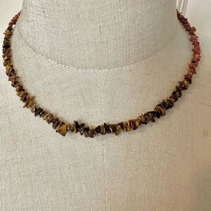 Goldstone and tigers eye chip beaded necklace